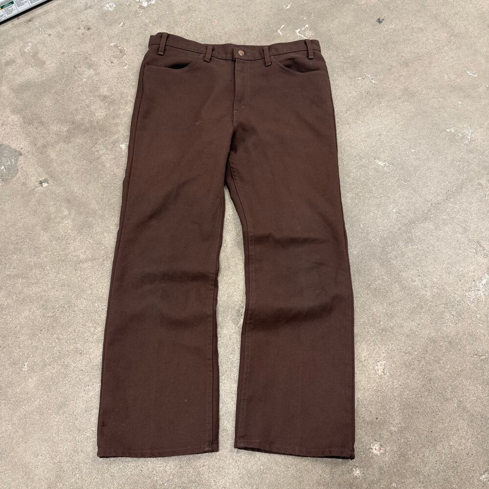 Vintage 80s Levis Dacron Polyester Brown Bootcut Slacks USA 36x29 Men Pants